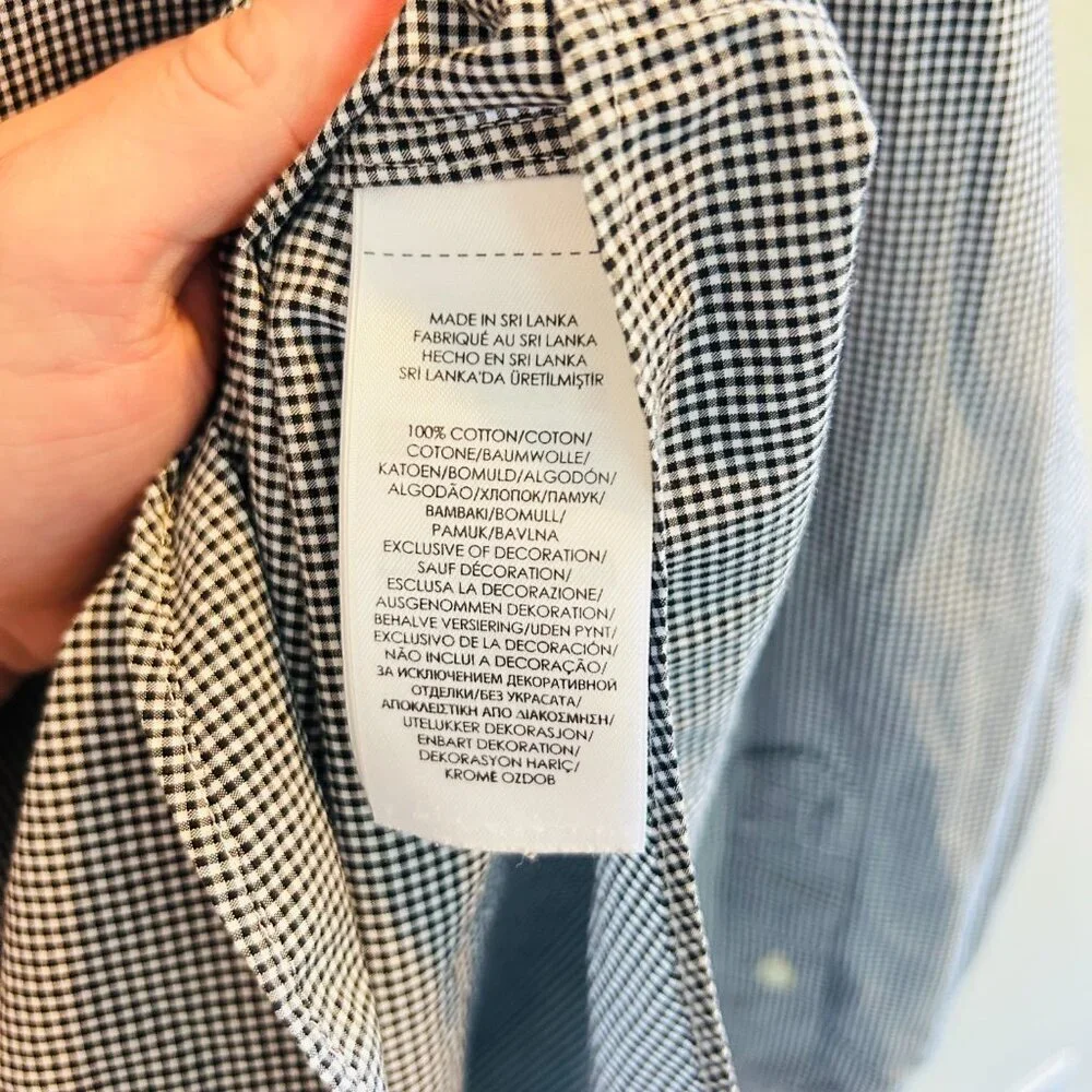Ralph Lauren Plaid Dress Shirt Mens Size Medium White Navy Gingham Button Down - Picture 4 of 9